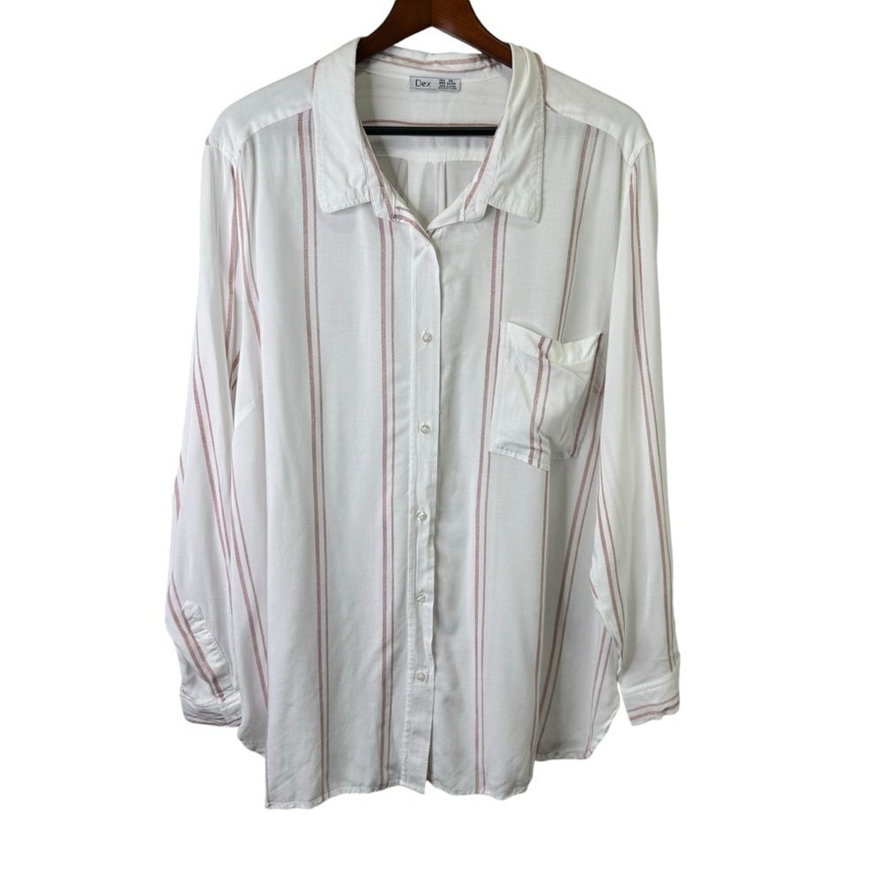 Dex Striped Button Down Shirt Size 3x 100% Rayon